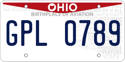 OH license plate GPL0789