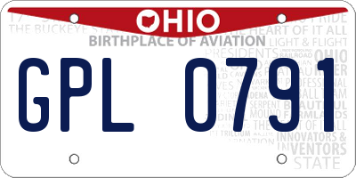 OH license plate GPL0791