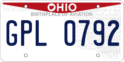 OH license plate GPL0792
