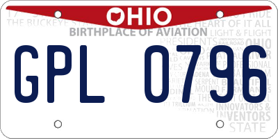 OH license plate GPL0796