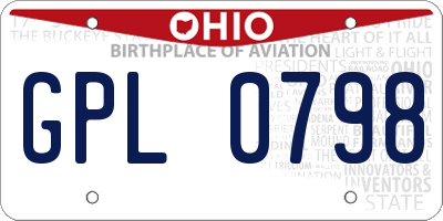 OH license plate GPL0798