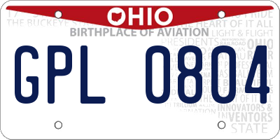 OH license plate GPL0804