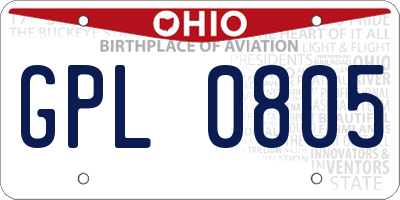 OH license plate GPL0805