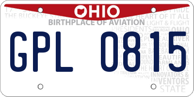 OH license plate GPL0815