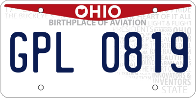 OH license plate GPL0819