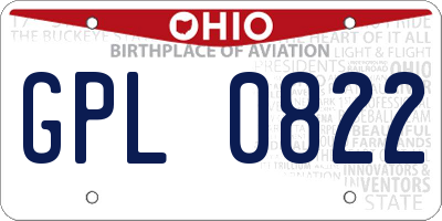 OH license plate GPL0822