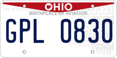 OH license plate GPL0830