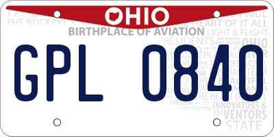 OH license plate GPL0840