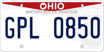 OH license plate GPL0850