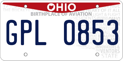 OH license plate GPL0853