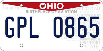 OH license plate GPL0865