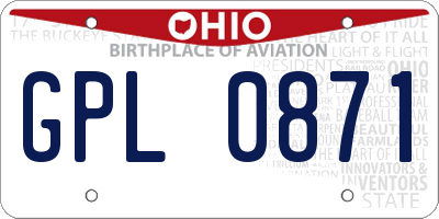 OH license plate GPL0871