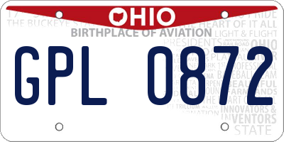 OH license plate GPL0872