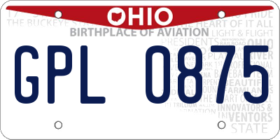 OH license plate GPL0875