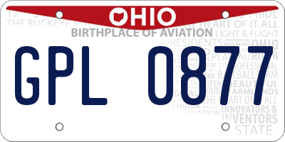 OH license plate GPL0877