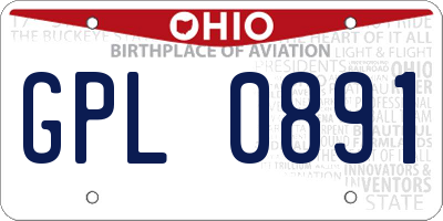 OH license plate GPL0891