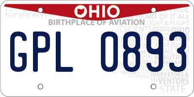 OH license plate GPL0893