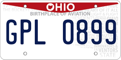 OH license plate GPL0899