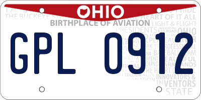 OH license plate GPL0912