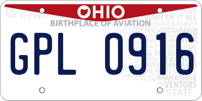 OH license plate GPL0916