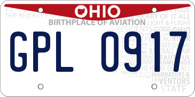 OH license plate GPL0917