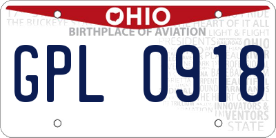 OH license plate GPL0918