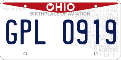 OH license plate GPL0919