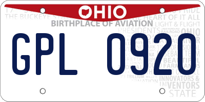 OH license plate GPL0920
