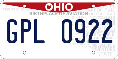 OH license plate GPL0922