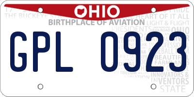 OH license plate GPL0923