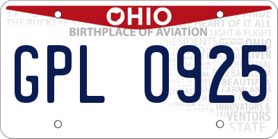 OH license plate GPL0925