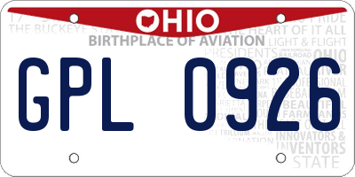 OH license plate GPL0926
