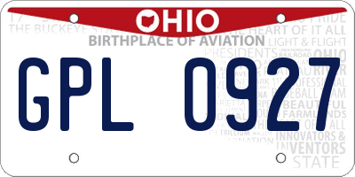 OH license plate GPL0927