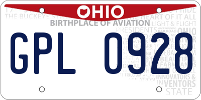OH license plate GPL0928