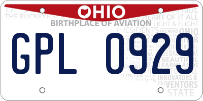 OH license plate GPL0929