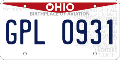 OH license plate GPL0931
