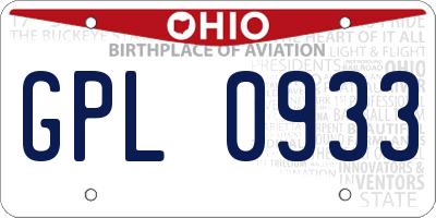 OH license plate GPL0933