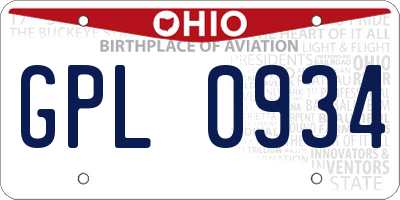 OH license plate GPL0934