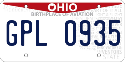 OH license plate GPL0935