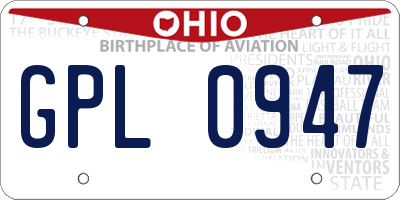 OH license plate GPL0947