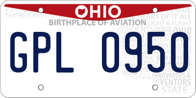 OH license plate GPL0950