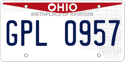 OH license plate GPL0957