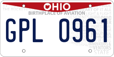 OH license plate GPL0961