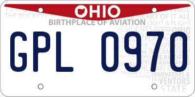 OH license plate GPL0970