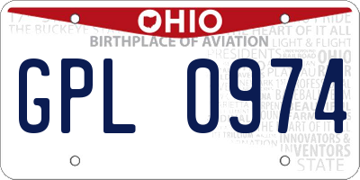 OH license plate GPL0974