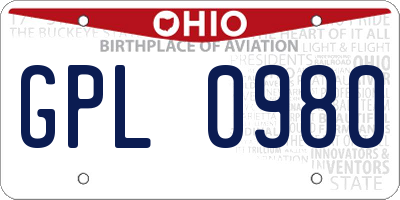 OH license plate GPL0980