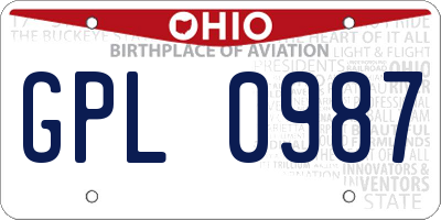 OH license plate GPL0987