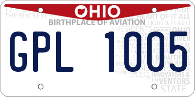 OH license plate GPL1005