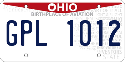 OH license plate GPL1012