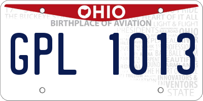 OH license plate GPL1013